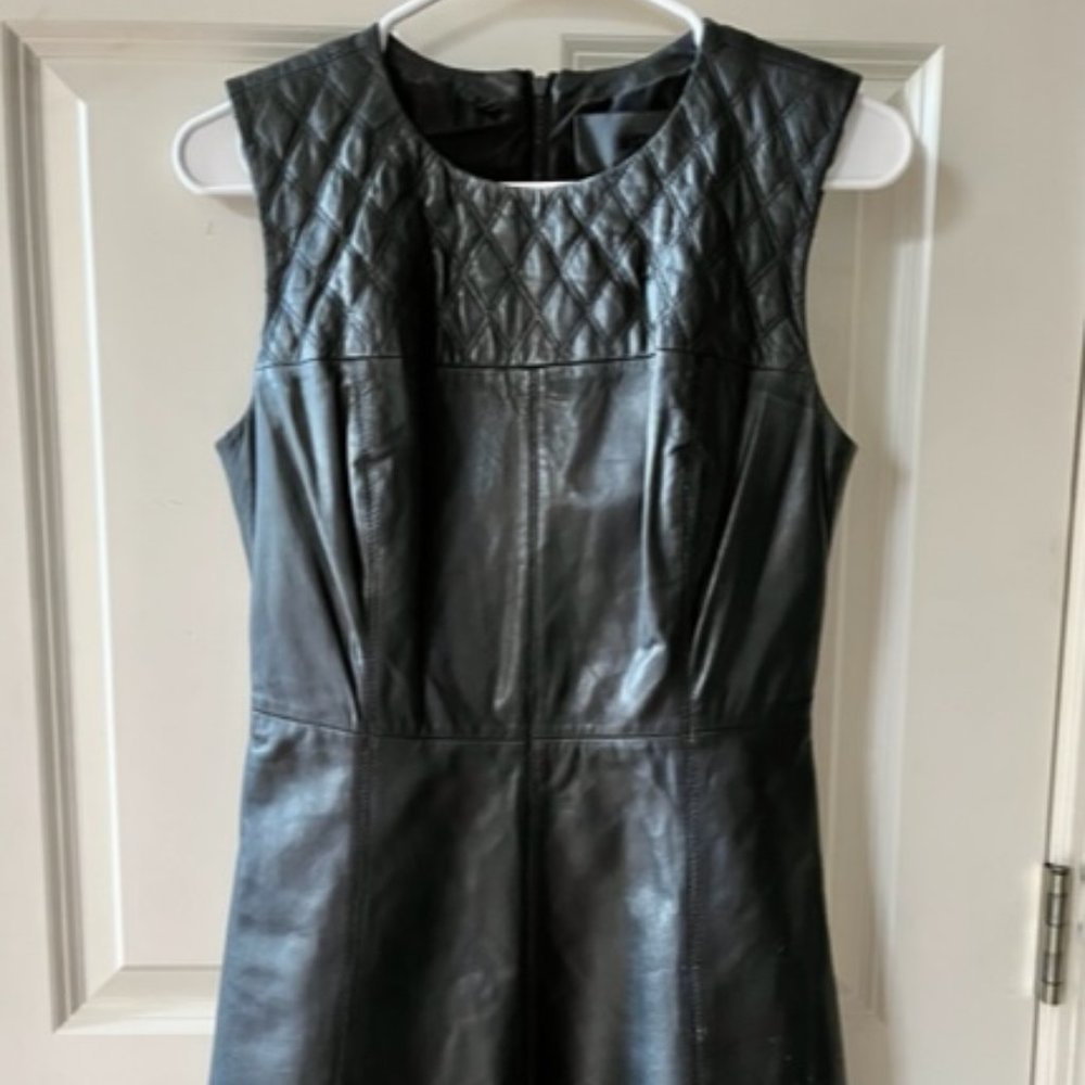 MISS WU: WOMENS HIGHER-END 100% LEATHER 'FIT & FLARE' DRESS-SIZE 4